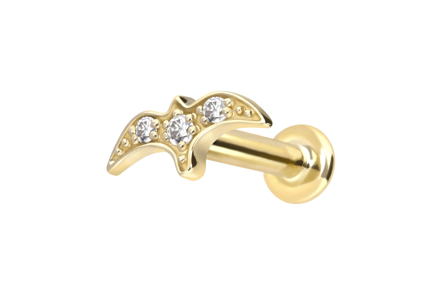 14 Karat Gold Labret Piercing mit Innengewinde MOISSANIT-SCHWALBE